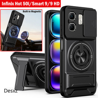 Mới Trượt Ống Kính Funda Cho Infinix Smart 9 HD Ốp Lưng Vòng Xoay Từ Tính Cho Infinix Hot 50i Ốp Lưng Có Thể Gập Lại Chân Đế Vỏ Giáp