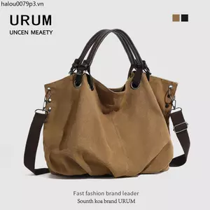URUM Nhật Bản Retro Dụng Cụ Túi Vải Hợp Thời Trang 2025 Phong Cách Mới Nam Nữ Đi Lại Dung Tích Lớn Túi Tote