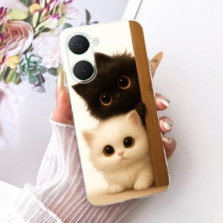 Vỏ Hoạt Hình Mèo Dễ Thương Cho Vivo Y03 Y03T Y18 Y18i Y18e Y28s Y37 Y37M V2414 V2332 Vỏ Điện Thoại Silicon Mềm Trong Suốt TPU Bảo Vệ