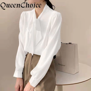 S-5XL Nữ Áo Sơ Mi Trắng Chắc Chắn Thời Trang Nữ Tay Dài Công Sở Nữ Làm Việc Rời Top Áo Sơ Mi