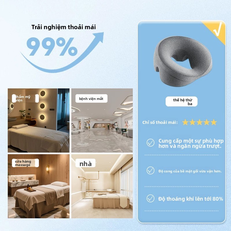 Gối úp mặt,Gối massage bằng bọt nhớ (thế hệ thứ ba), thoáng khí hơn, thiết kế công thái học