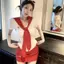 Khăn choàng khâu giả hai mảnh thêu áo thun dệt kim ngắn tay cho nữ mùa hè Slim