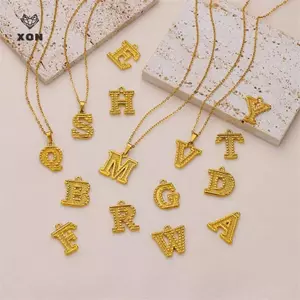 Dây Chuyền Mặt Chữ Bằng Thép Không Gỉ Màu Vàng Cho Nam Giới - Mina