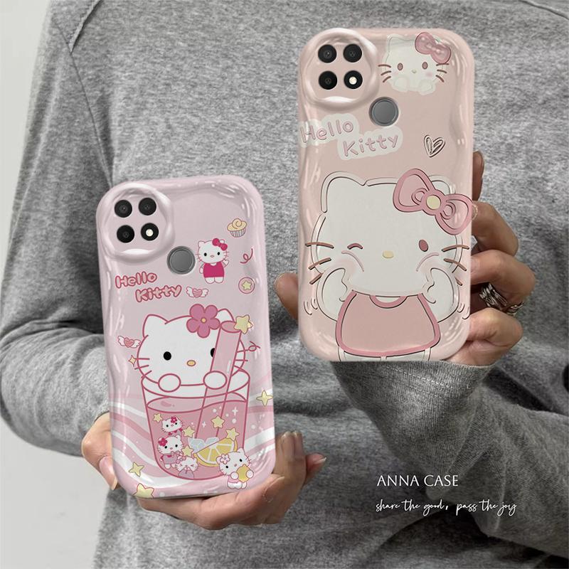 Ốp Lưng Cho OPPO A15 A15S Phim Hoạt Hình Kem Cặp Đôi Mèo Mềm TPU 3D Sóng Silicon Vỏ Điện Thoại