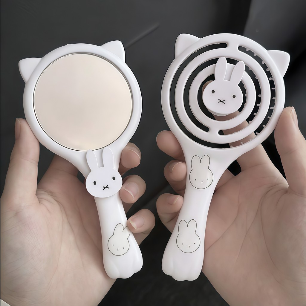 Dễ Thương Miffy Thỏ Gương Lược Nữ Sinh Ký Túc Xá Cao Cấp Lông Tơ Bền Di Động Túi Khí Lược Rỗng Làm Tóc Lược26042212