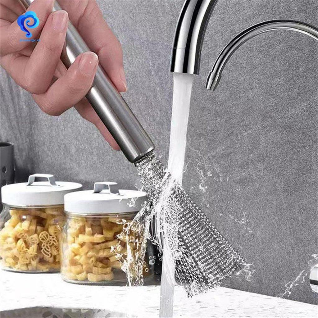 [dreamedge] Bàn chải cho nhà bếp Dây thép không gỉ và tay cầm có móc treo Tấm bếp nồi, Tay nghề tinh xảo dễ sử dụng