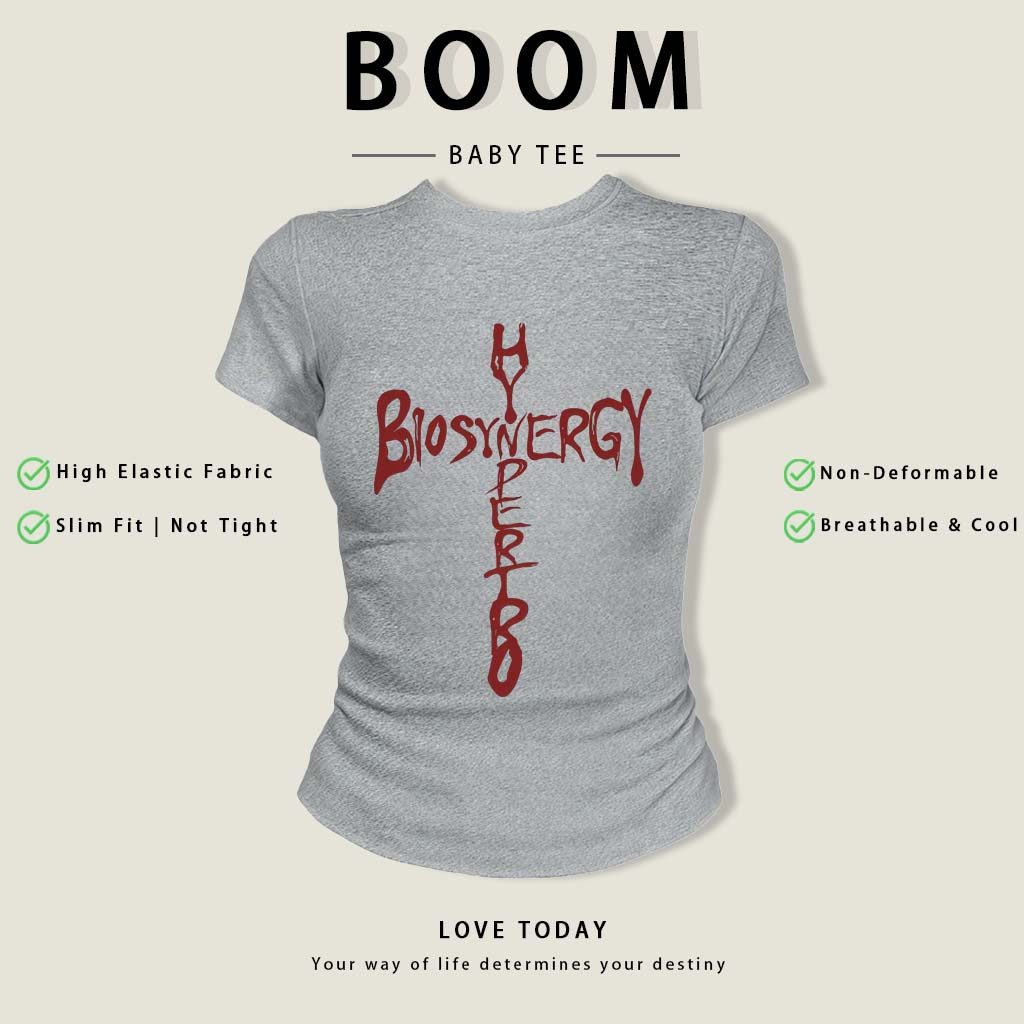 BOOM Áo Baby Tee Nữ Cotton Ôm Body-Áo Thun Ngắn Tay Y2K In Hình PhongCách Mùa Hè, Cổ Tròn Hàng Đầucách hàn quốc phongE60