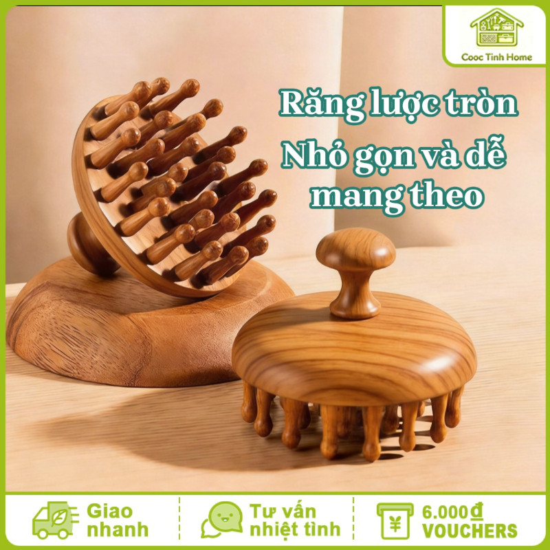 Lược Gỗ Đàn Hương Massage - Tự Nhiên, Giảm Căng Thẳng, Tăng Tuần Hoàn Máu, Quà Sức Khỏe & Bản Thân