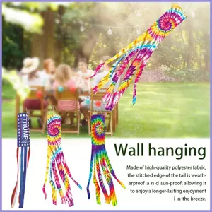 Vườn Windsock Cờ Tie-Dye Cờ trang trí màu cầu vồng có kẹp xoay kim loại Polyester Treo Tie-Dye mueadsyvn