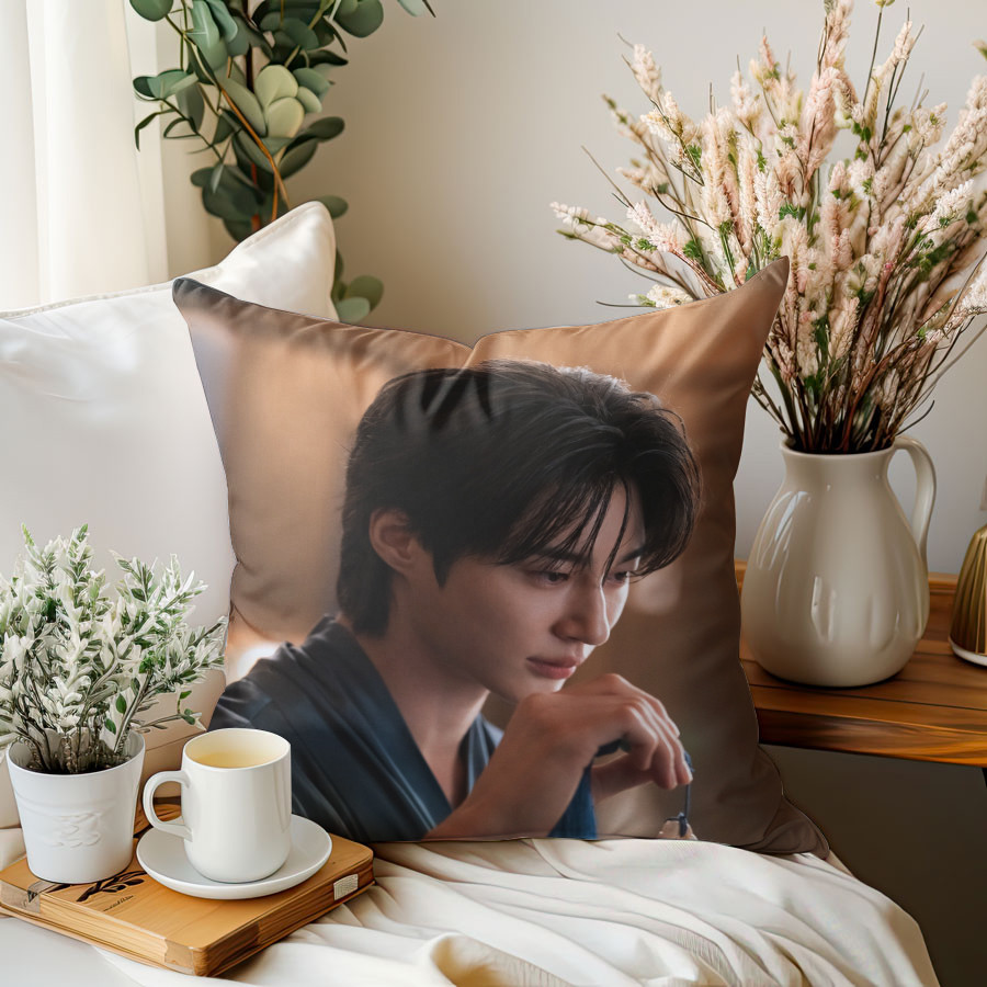 Vỏ gối Byeon Woo Seok, Vỏ gối in một mặt Perfect Crown, Trang trí ghế Sofa phòng khách Giáng sinh (Không có lõi)