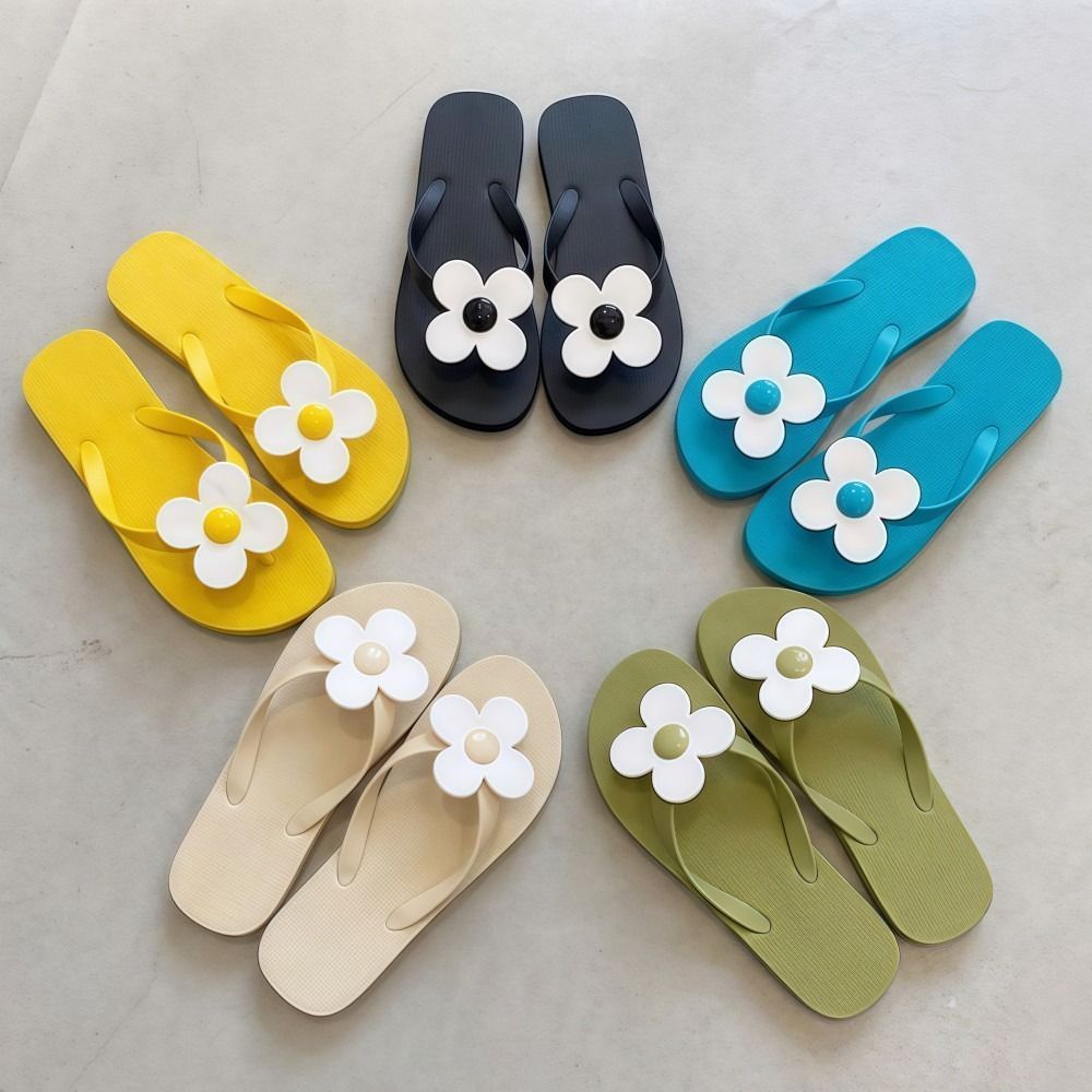 Giày xỏ ngón nữ HOBBYIN, Dép đế mềm đa năng thông thường đế mềm, Dép đi biển mùa hè hướng dương nhẹ chống trượt phong cách ngoài trời trong nhà
