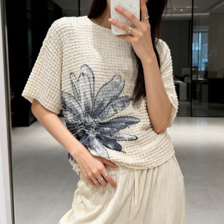 Miyake Phong Cách Xếp Ly In Hình Áo Thun Nữ Rời Độ Đàn Hồi Cao Bao Da Thịt Kích Thước Lớn Hàng Đầu Mùa Hè Thời Trang Xếp Ly Quần Áo Mỏng