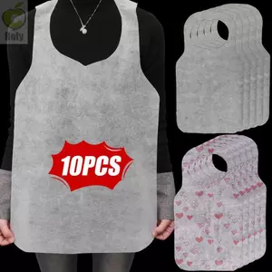 ROLY 10 Cái / túi Tạp dề dùng một lần, Yếm chống bẩn chống dầu, Di động không dệt in hình trái tim Nhà hàng khách sạn Tạp dề thịt nướng Nhà hàng Đồ dùng gia đình