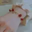 Vòng tay dây xích phong cách Hàn Quốc với hoa hồng và hạt kim cương giả màu đỏ - Quà tặng trang sức cưới sang trọng
