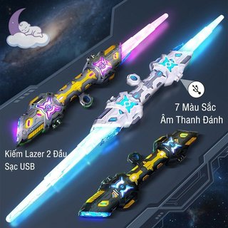 Ánh Sáng Sabre 2 Trong 1 7 Màu LED Đồ Chơi Đôi Lưỡi Kính Thiên Văn Quay Trẻ Em Thiếu Niên Cosplay Chống Đỡ