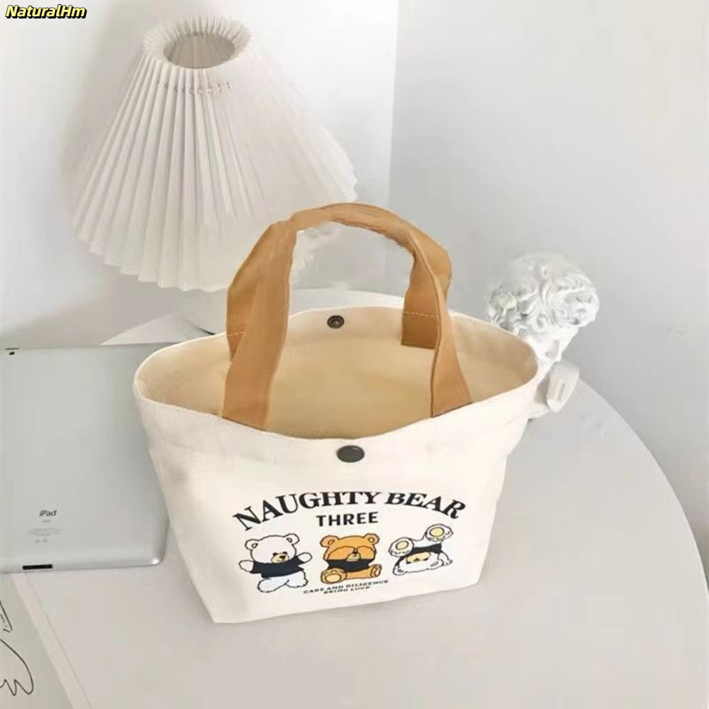 Túi Tote vải NATURALHM, Túi xách Mini hoạt hình dung tích lớn, Túi đựng đồ bằng vải đào thời trang dành cho nữ