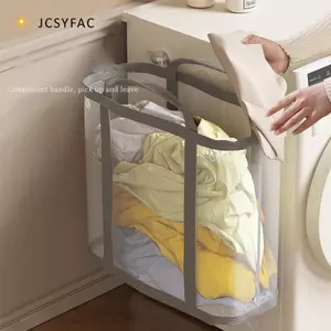 JCSYFAC Nylon Lưới Giặt Giỏ Có Tay Cầm Gấp Thoáng Khí Di Động Bẩn Quần Áo Tổ Chức Túi Dung Tích Lớn Đồ Chơi Túi Bảo Quản Mới