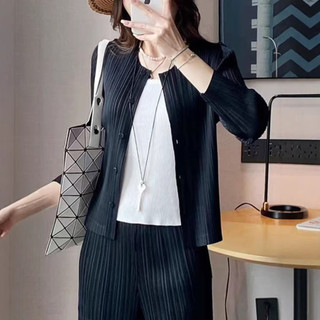 Miyake Áo khoác nữ cao cấp dáng ôm, đơn sắc, phù hợp mọi dịp