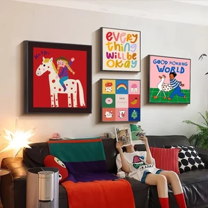 tranh treo tường decor phòng khách phong cách dopamine sáng tạo tranh vải canvas trang trí phòng ngủ khách sạn trường học