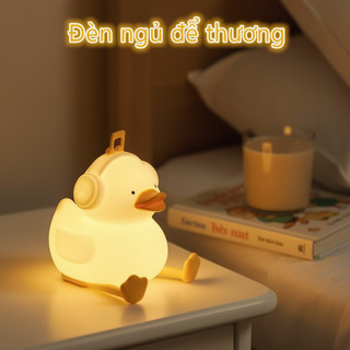 Đèn ngủ vịt dễ thương Đèn bàn silicon cảm ứng có thể điều chỉnh độ sáng USB có thể sạc lại Trang trí phòng bé