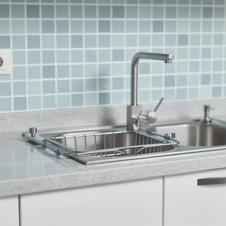 Có thể điều chỉnh Bồn rửa chén bằng thép không gỉ Giá phơi bát đĩa Thảm silicon Nhà bếp Quầy tiết kiệm không gian