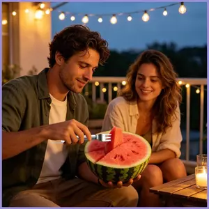 Dụng cụ cắt dưa hấu bằng thép không gỉ Tiện ích nhà bếp di động Dụng cụ cắt nĩa dưa hấu cho nhà bếp Ngoài trời mueadsyvn