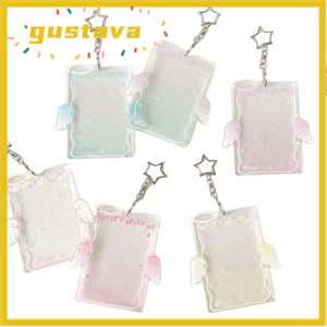 GUSTAVA Hộp Đựng Thẻ Kpop, Hộp Đựng Photocard Thần Tượng Acrylic 3 Inch, Móc Khóa Dễ Thương Cánh Thiên Thần Bảo Vệ Album Chất Kết Dính Khung Ảnh Túi Mặt Dây Chuyền