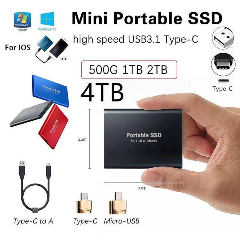 E-WOITD 4TB / 2TB / 1TBGB Đĩa cứng di động Loại C USB3.1 SSD di động Ổ cứng thể rắn E-WOITD