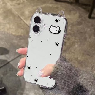 Ốp lưng IPhone 17 16 15 14 13 12 11 ProMax XSMax 7 Plus Dễ thương trắng mèo rõ ràng trường hợp điện thoại