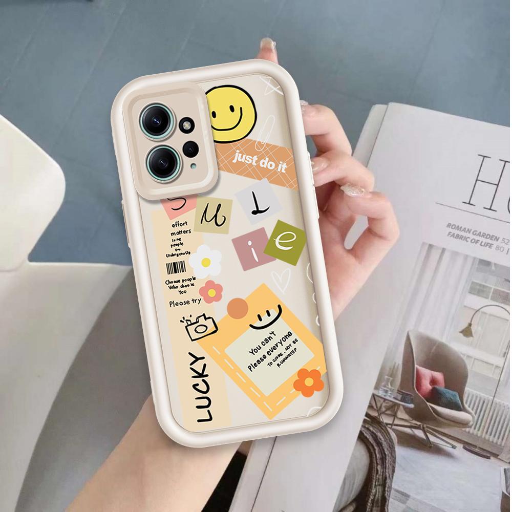 Ốp Lưng Cho Redmi Note 12 4G Hoạt Hình Silicon Cầm Tay Mềm Vỏ Điện Thoại TPU Nhãn Nụ Cười Hoa Thiên Thần Mắt Mặt Sau Chống Sốc
