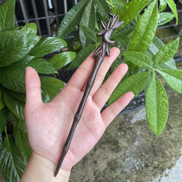 WHX Kẹp tóc gỗ đàn hương màu tím, thiết kế cổ điển, phụ kiện Hanfu, kẹp cuộn tóc gỗ mun