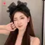 MJnmc Thời Trang Hàn Quốc Retro Lưới Nơ Lớn Phụ Kiện Tóc Nữ Orility Xù Edge Stylist Phụ Kiện Tóc Vòng Mới