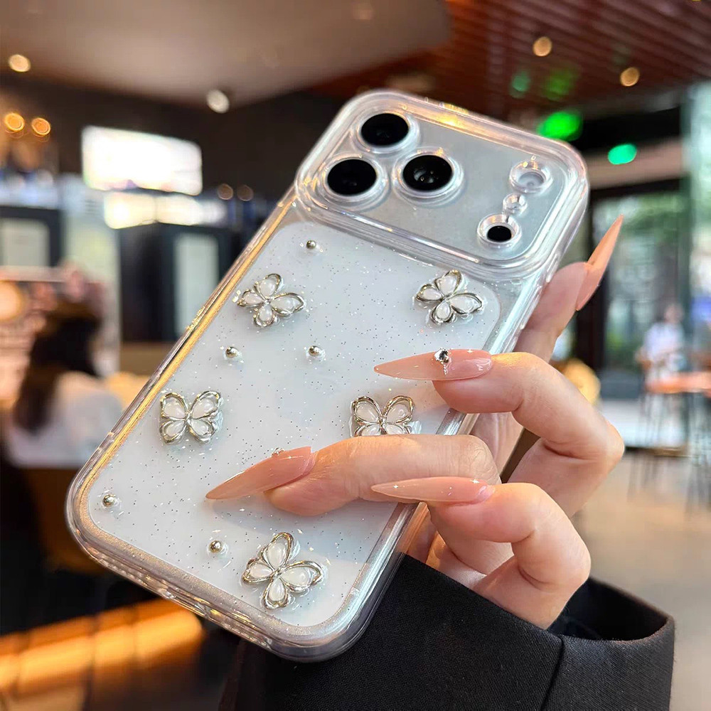 Ốp Điện Thoại Nhựa Bướm 3D Cho iPhone 17 Pro Max 17 Air 16 Plus 15 14 13 12 11 Vỏ Bảo Vệ Chống Sốc