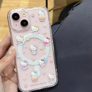 Ốp điện thoại trong suốt có nam châm hình bánh mèo dễ thương cho iPhone 15 16 17 11 12 13 14 Pro Max XR Xs Max 8 7 Plus