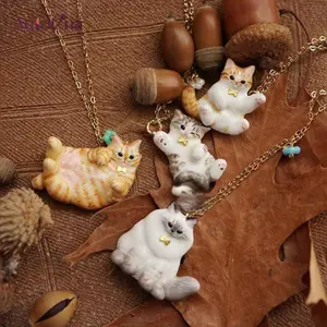 AqToCna Vintage Hoạt Hình Dễ Thương Mèo Mặt Dây Chuyền Nelace Cho Nữ Retro Trang Sức Thời Trang Quà Tặng AqToCna