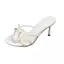 TT 2026 Thời Trang Mùa Hè Giày Nữ Mũi Mở Giày Sandal Satin Nơ Hoa Giày Sandal Cao Gót
