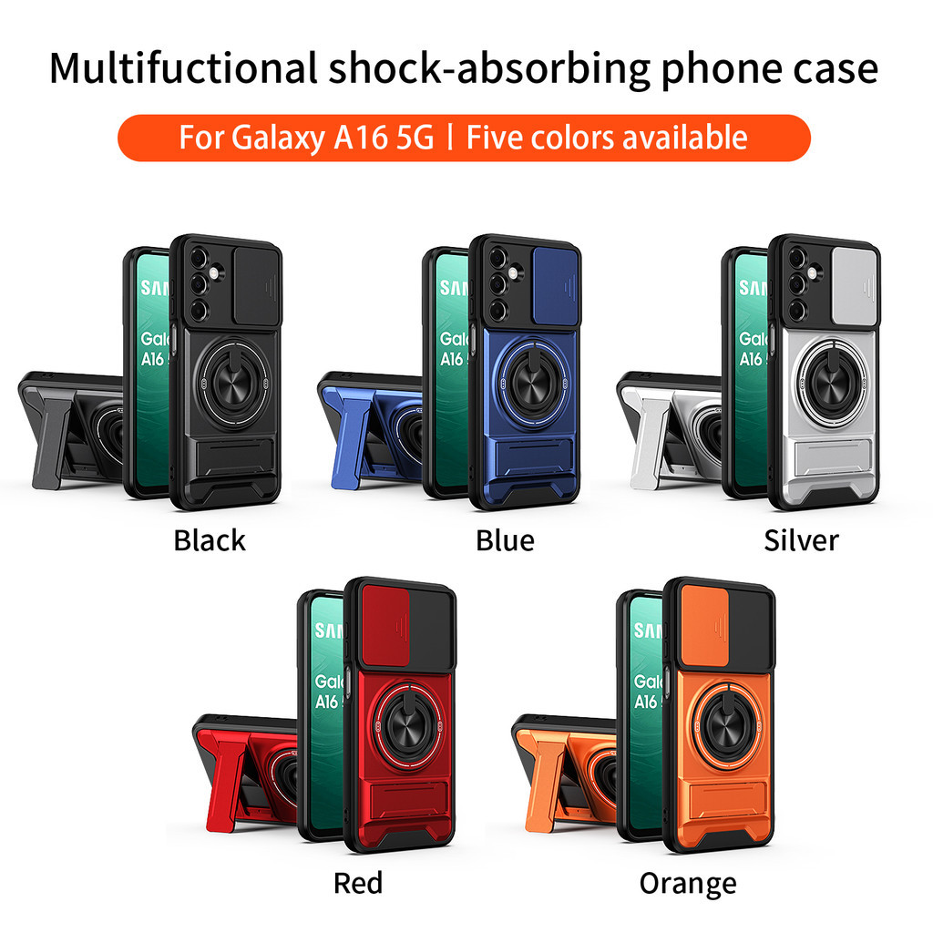 Ốp Điện Thoại Đa Năng Sang Trọng Thích Hợp Cho Samsung Galaxy A17 A16 A15 A12 A34 A56 Dây 360°Giá đỡ vòng có vỏ máy ảnh Vỏ bảo vệ toàn diện chống sốc