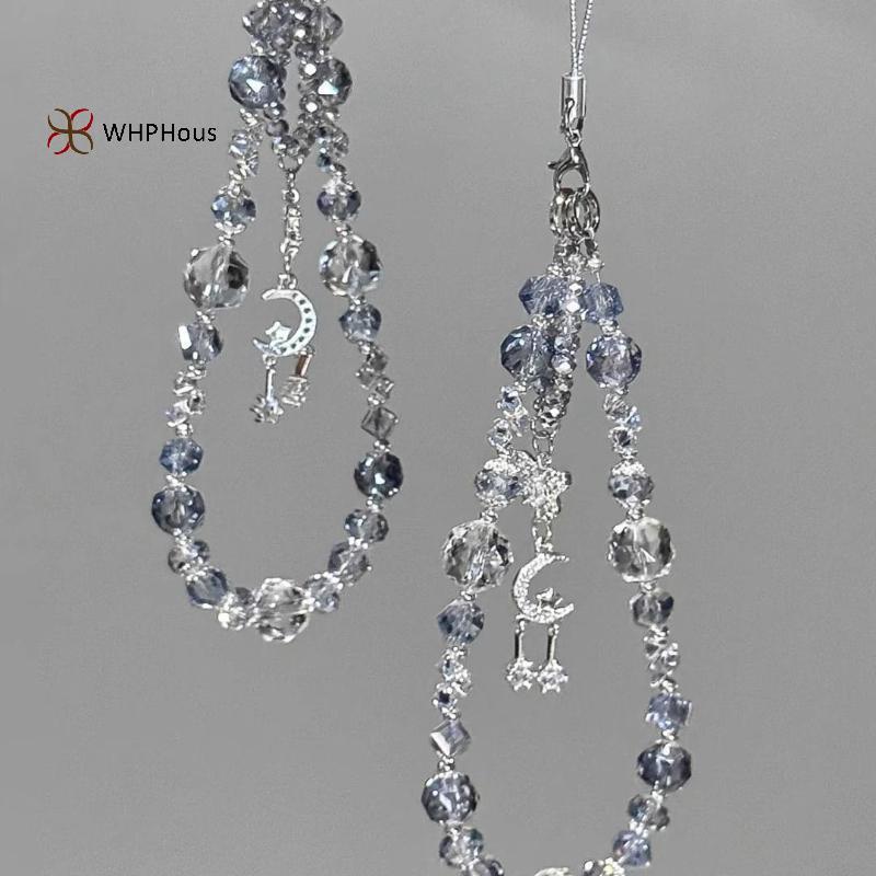 < WHPHous-t > 1 Cái Trong Suốt Đầy Màu Sắc Ngôi Sao Mặt Trăng Dây Điện Thoại Túi Xách Quyến Rũ Móc Khóa Thời Trang Lấp Lánh Pha Lê Hạt Mặt Dây Chuyền Cho Nữ Đẹp