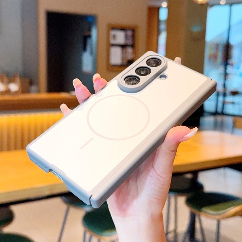 Mimi Tích Hợp Vòng Từ Tính Cứng Ốp Lưng Điện Thoại Samsung Galaxy Z Fold5 W24 Fold6 Fold7 W26 Chống Vân Tay Matte PC Da Cảm Giác Bảo Vệ