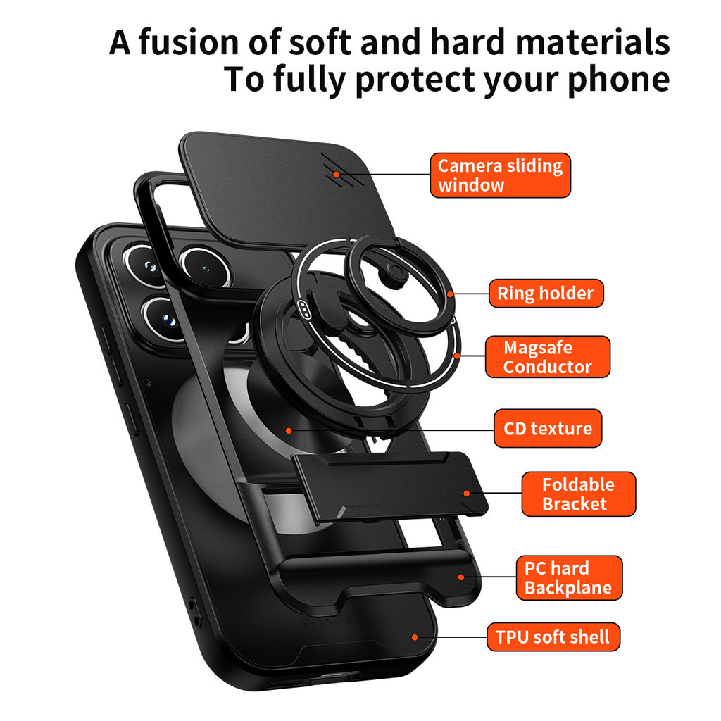 Ốp Điện Thoại Đa Năng Sang Trọng Thích Hợp Cho Xiaomi 17 Pro Max 15 Ultra 14T 15T 5G Dây 360°Giá đỡ vòng có vỏ máy ảnh Vỏ bảo vệ toàn diện chống sốc