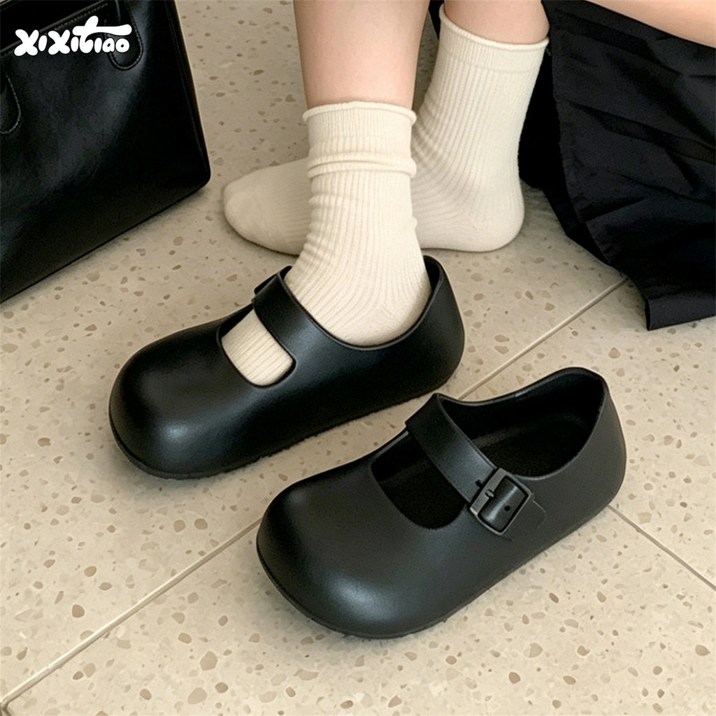 XIXITIAO Mary Jane Sandal Nữ Giày Mùa Hè Thoải Mái Màu Trơn Đế Mềm