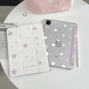 Vỏ Da Trong Suốt Màu Tím Ngôi Sao Cho Mini6 Mini7 A17Pro IPad 5 6 7 8 9 10 11 A16 12 A19 Air 2 3 4 5 6 7 Air 11 M2 M3 M4 2026 Pro10.5 Pro11 M4 M5 Pro13 2024 2025