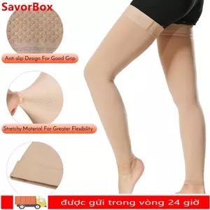 SAVORBOX 1 Đôi Tất Áp Lực Tốt Nghiệp, Chắc Chắn 20-30 mmHg Với Dây Silicon Đùi Vớ Nén Cao, Co Giãn Cao Mũi Mở Giãn Tĩnh Mạch Vớ Nam