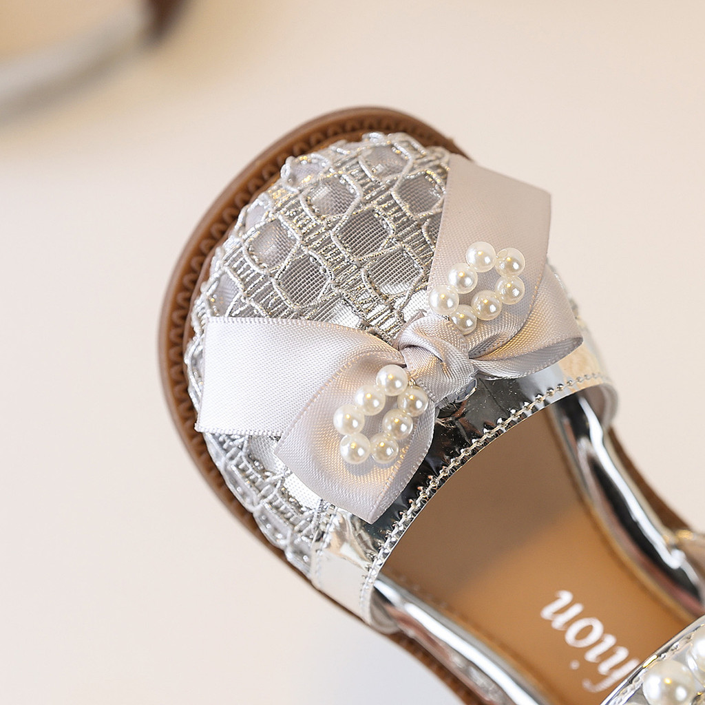 Giày sandal bé gái lưới ngọc nơ, đế mềm êm chân, chống trượt, dễ mang đi chơi mùa hè