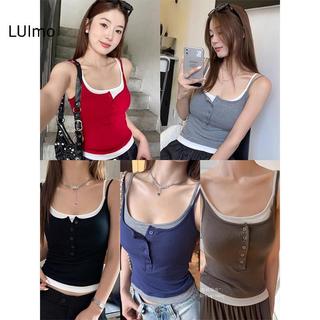 LUImo Summer Pure Desire Giả Hai Mảnh Màu Sắc Tương Phản Vỏ Camisole Vỏ Đa Năng Có Miếng Lót Ngực SBS
