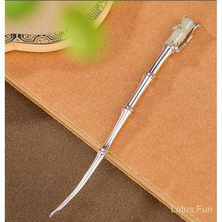 [Báo Tre Hòa Bình] Hoa Trăng Tròn Cùng Phong Cách Mã Não Xanh Tre Bạc Kẹp Tóc Nữ Chắc Chắn Cổ Điển Trung Quốc Phong Cách Tòa Án Hanfu Pan Hair Bun Mũ Đội Đầu