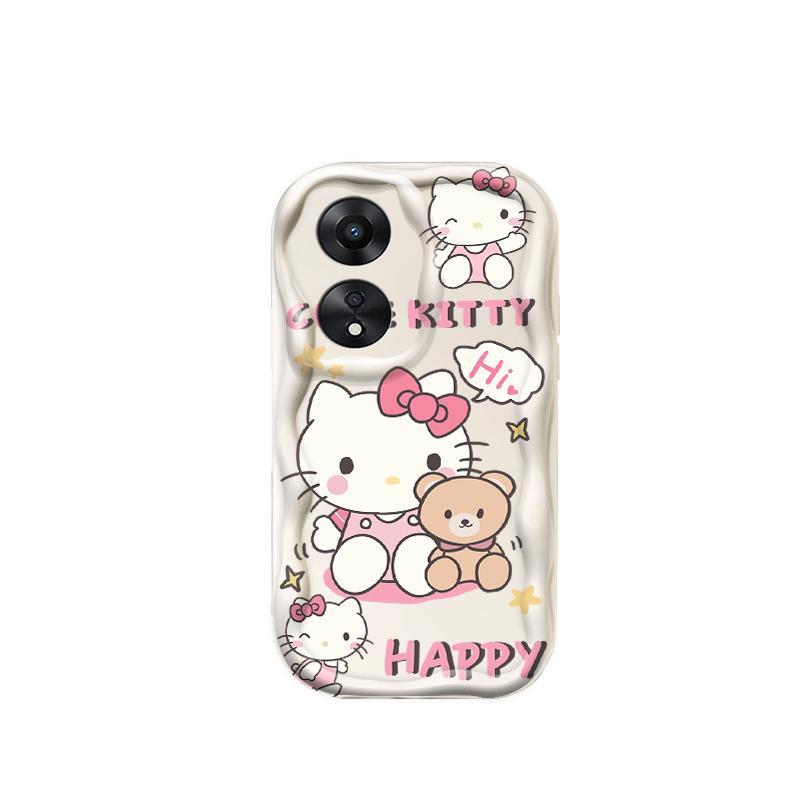 Thích hợp cho OPPO A18 A38 A58 A60 A17 A17K 4G 3D Điện thoại thông minh TPU mềm Kitty Rilakkuma Vỏ điện thoại chống sốc