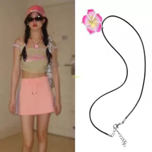 Flgo Hoa Vòng Cổ 3D Hoa Mặt Dây Chuyền Charm Neckchain Có Thể Điều Chỉnh Dây PU Ngọt Ngào Bé Gái Thời Trang Mùa Hè Trang Sức Piec