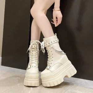 Nam Trưởng Thành COS Giày Tăng Chiều Cao 10cm Nhỏ Mùa Hè Truyện Tranh Triển Lãm Giày Đế Dày Tăng Chiều Cao Siêu Cao Gót Martin Boots