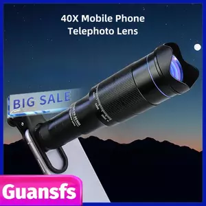 Guansfs Guansfs 40X Bộ ống kính tele cho điện thoại di động có kẹp + Giá đỡ Chân máy mini có thể mở rộng Màn trập từ xa để đi bộ, cắm trại, quan sát động vật hoang dã, trò chơi thể thao trên mặt trăng, xem buổi hòa nhạc IP tương thích